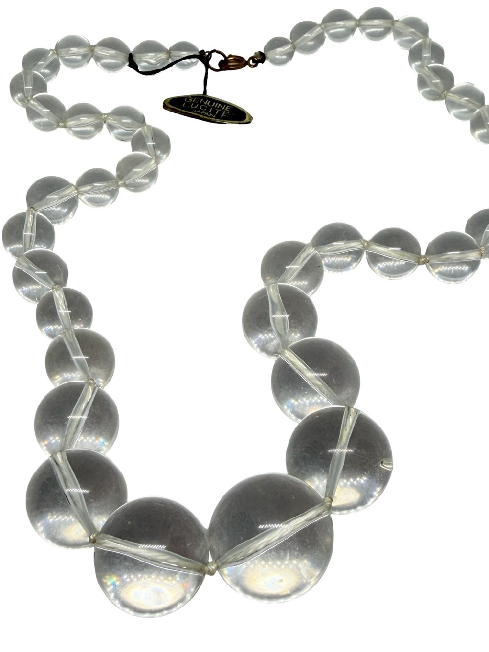Genuine Lucite Graduated Beaded Necklace 24”Japan